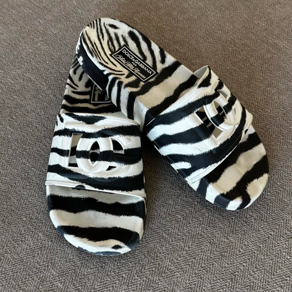 Dolce & Gabbana Black and White Zebra Slides